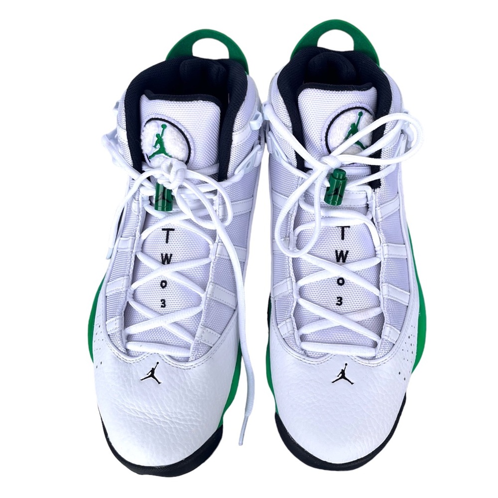 New Jordan 6 Rings White Black Lucky Green
